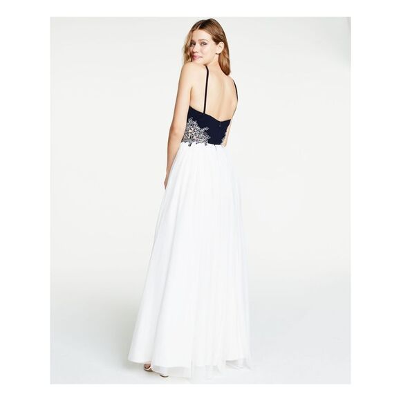 BLONDIE NITES Womens White Sleeveless Formal Fit + Flare Dress 1 - Picture 2 of 4